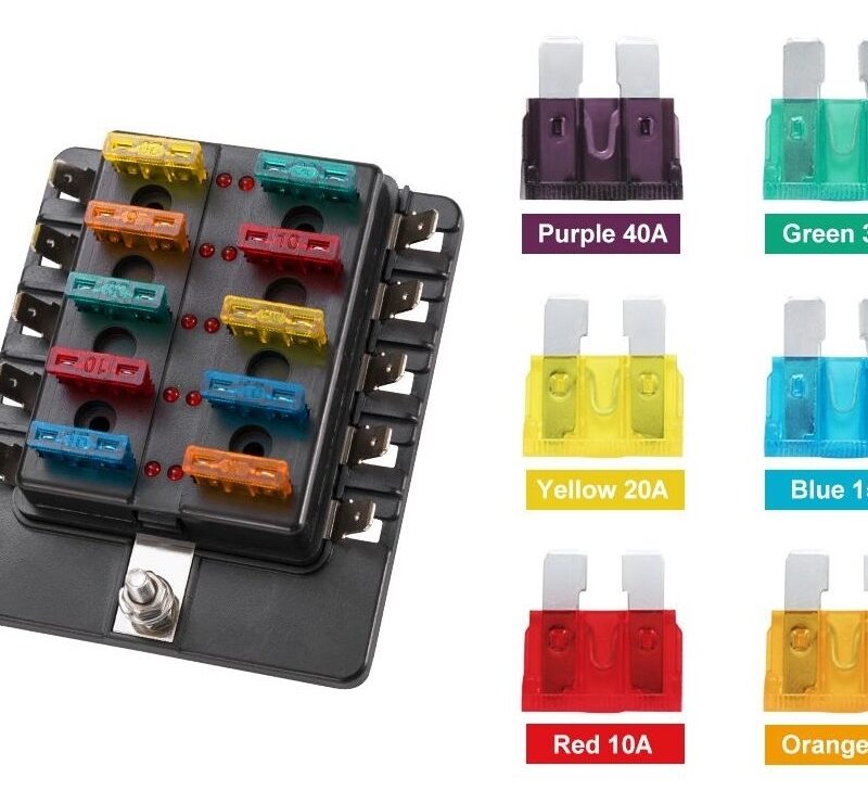 Soporte bloque de fusibles 10 vias 12/24v