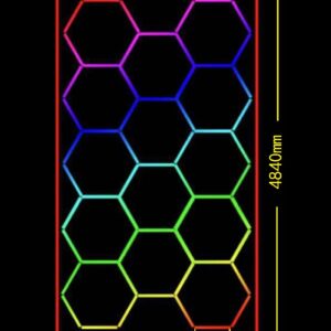 Luz led 14 hexagonos 4.8x2.4mt RGB color control remoto