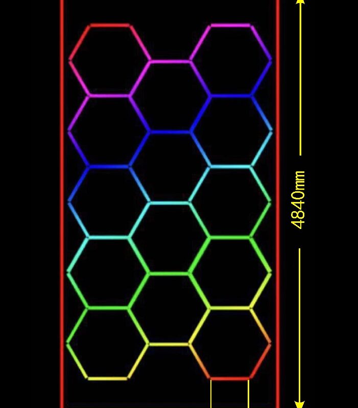 Luz led 14 hexagonos 4.8x2.4mt RGB color control remoto | Simstrax