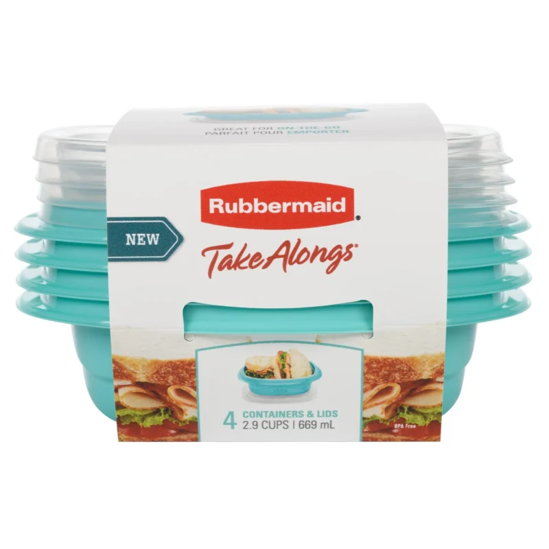 Pack 4 hermeticos TakeAlongs Snack To Go cuadrado 669ml | Rubbermaid