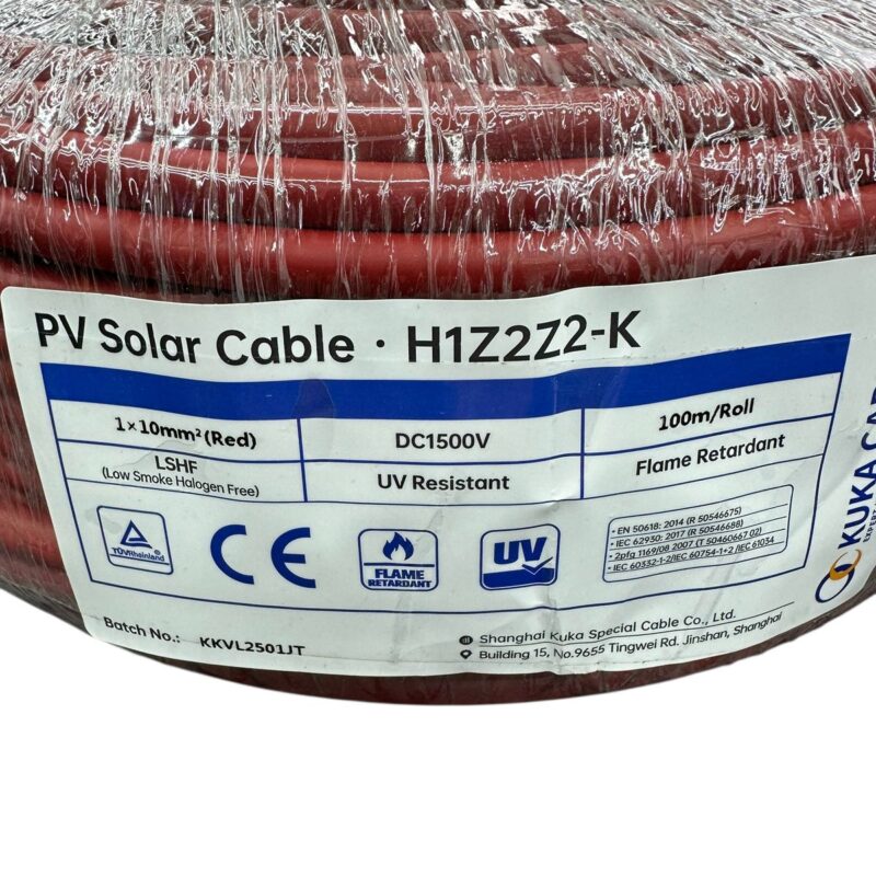 Alternative view of Rollo 100mt cable solar rojo 10mm2