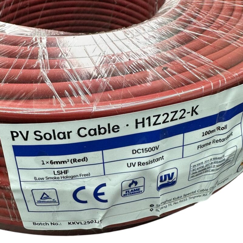 Alternative view of Rollo 100mt cable solar rojo 6mm2